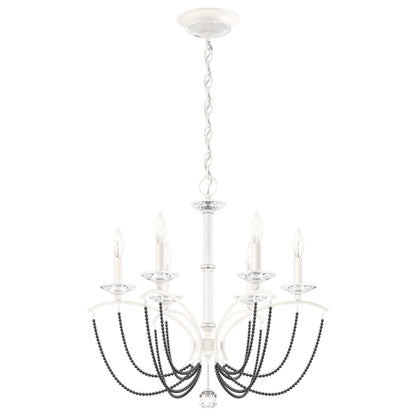 Schonbek Priscilla 6 Light 24" Wide Crystal Chandelier with Dark Grey Pearl Beads