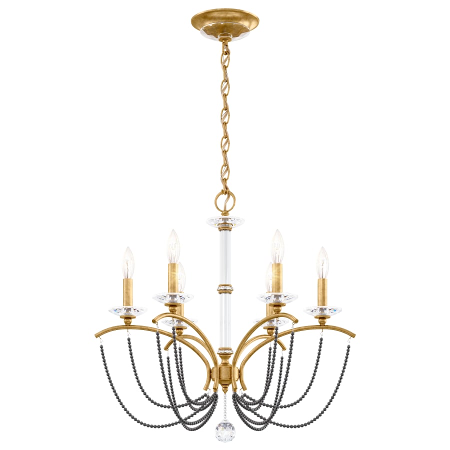 Schonbek Priscilla 6 Light 24" Wide Crystal Chandelier with Dark Grey Pearl Beads