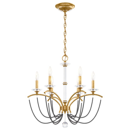 Schonbek Priscilla 6 Light 24" Wide Crystal Chandelier with Dark Grey Pearl Beads