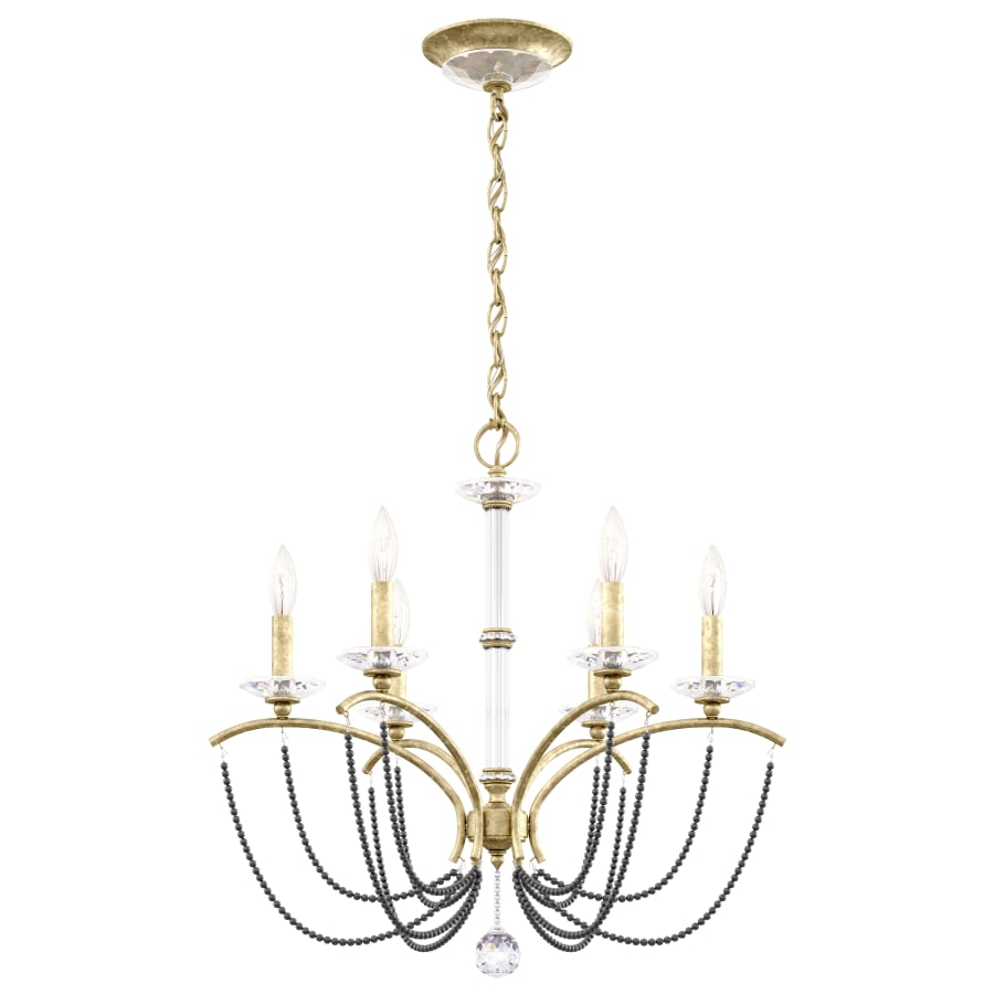 Schonbek Priscilla 6 Light 24" Wide Crystal Chandelier with Dark Grey Pearl Beads