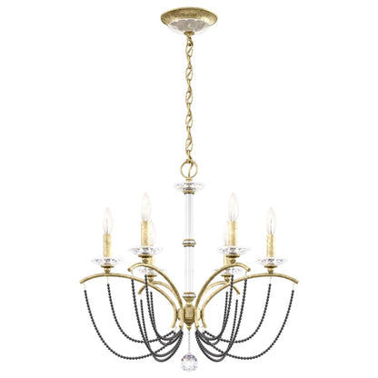 Schonbek Priscilla 6 Light 24" Wide Crystal Chandelier with Dark Grey Pearl Beads