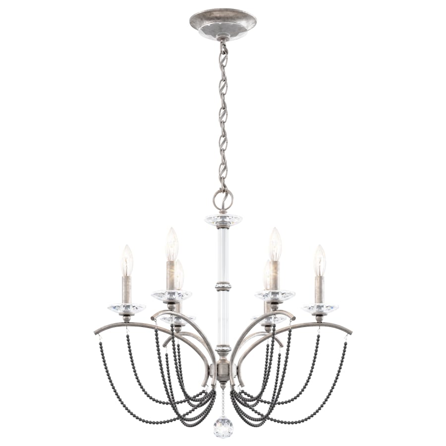 Schonbek Priscilla 6 Light 24" Wide Crystal Chandelier with Dark Grey Pearl Beads