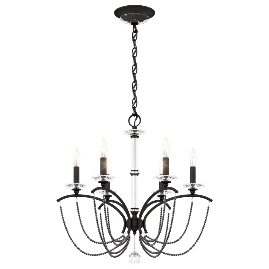 Schonbek Priscilla 6 Light 24" Wide Crystal Chandelier with Dark Grey Pearl Beads