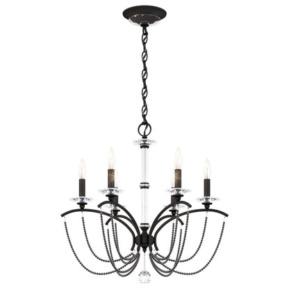 Schonbek Priscilla 6 Light 24" Wide Crystal Chandelier with Dark Grey Pearl Beads