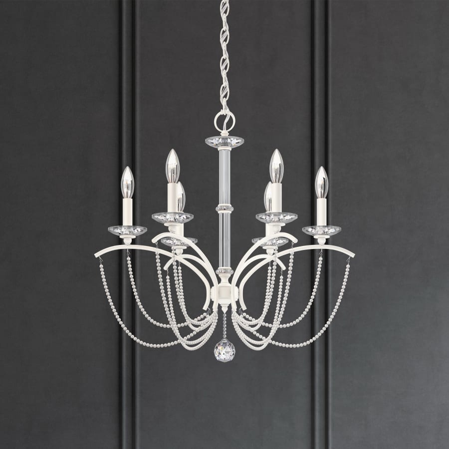 Schonbek Priscilla 6 Light 24" Wide Crystal Chandelier with White Pearl Beads