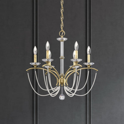 Schonbek Priscilla 6 Light 24" Wide Crystal Chandelier with White Pearl Beads