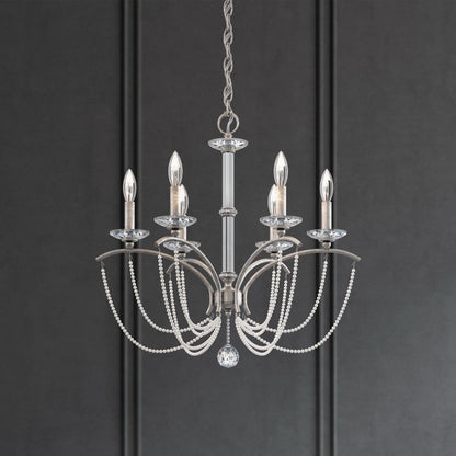 Schonbek Priscilla 6 Light 24" Wide Crystal Chandelier with White Pearl Beads