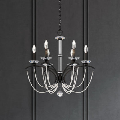 Schonbek Priscilla 6 Light 24" Wide Crystal Chandelier with White Pearl Beads