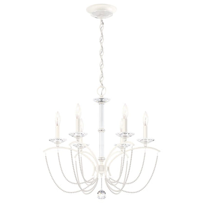 Schonbek Priscilla 6 Light 24" Wide Crystal Chandelier with White Pearl Beads