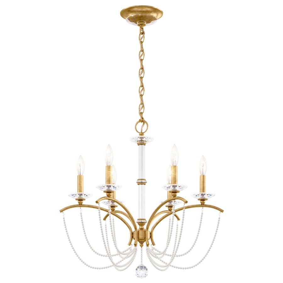 Schonbek Priscilla 6 Light 24" Wide Crystal Chandelier with White Pearl Beads