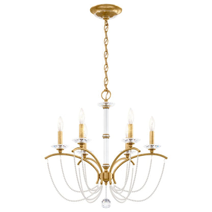 Schonbek Priscilla 6 Light 24" Wide Crystal Chandelier with White Pearl Beads