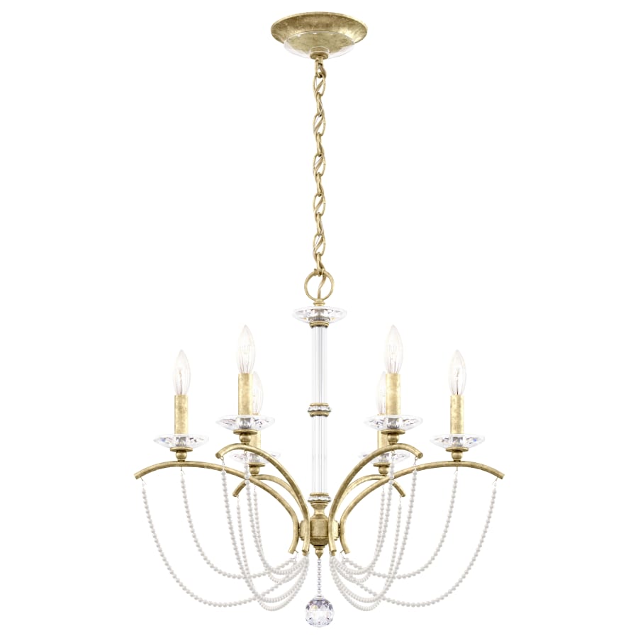 Schonbek Priscilla 6 Light 24" Wide Crystal Chandelier with White Pearl Beads