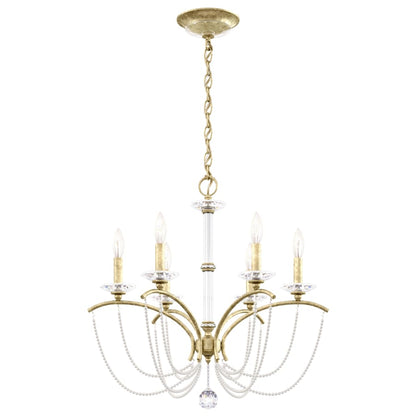 Schonbek Priscilla 6 Light 24" Wide Crystal Chandelier with White Pearl Beads