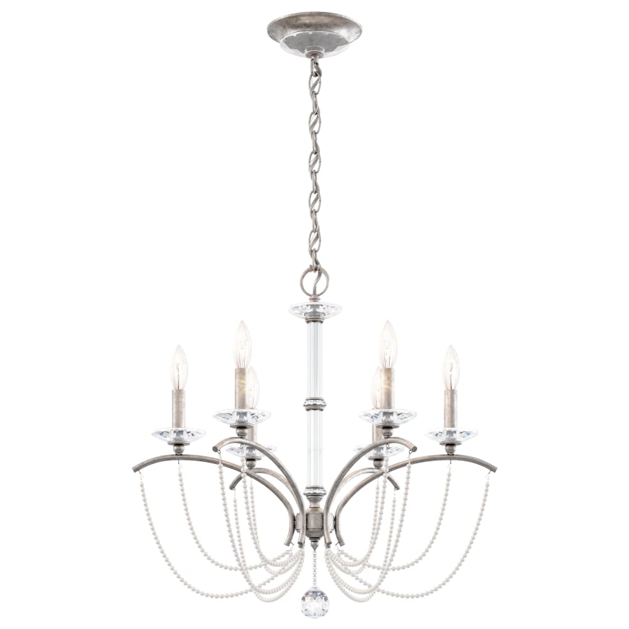 Schonbek Priscilla 6 Light 24" Wide Crystal Chandelier with White Pearl Beads