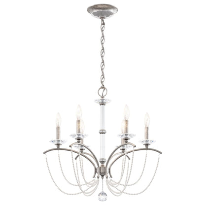 Schonbek Priscilla 6 Light 24" Wide Crystal Chandelier with White Pearl Beads