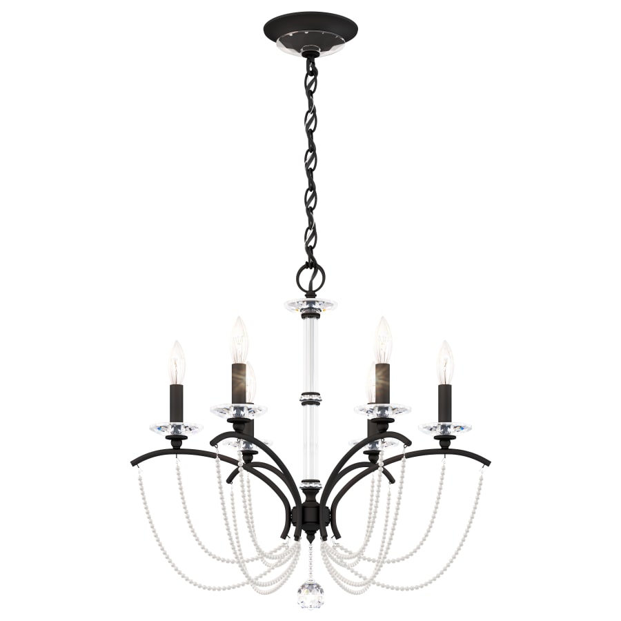 Schonbek Priscilla 6 Light 24" Wide Crystal Chandelier with White Pearl Beads