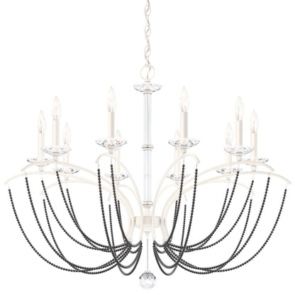 Schonbek Priscilla 10 Light 36" Wide Crystal Chandelier with Dark Grey Pearl Beads