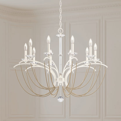 Schonbek Priscilla 10 Light 36" Wide Crystal Chandelier with Bronze Pearl Beads