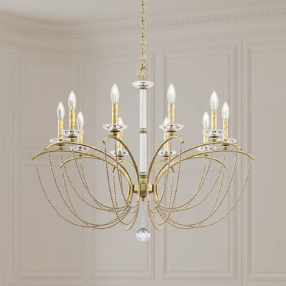 Schonbek Priscilla 10 Light 36" Wide Crystal Chandelier with Bronze Pearl Beads