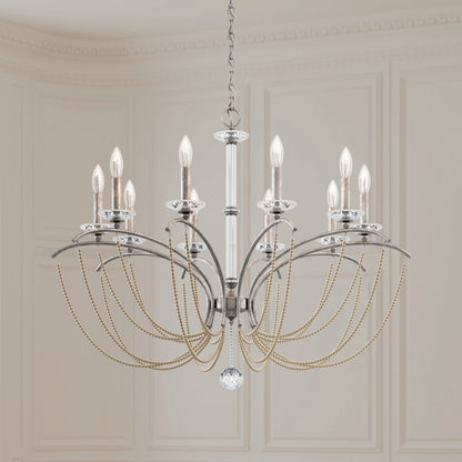 Schonbek Priscilla 10 Light 36" Wide Crystal Chandelier with Bronze Pearl Beads