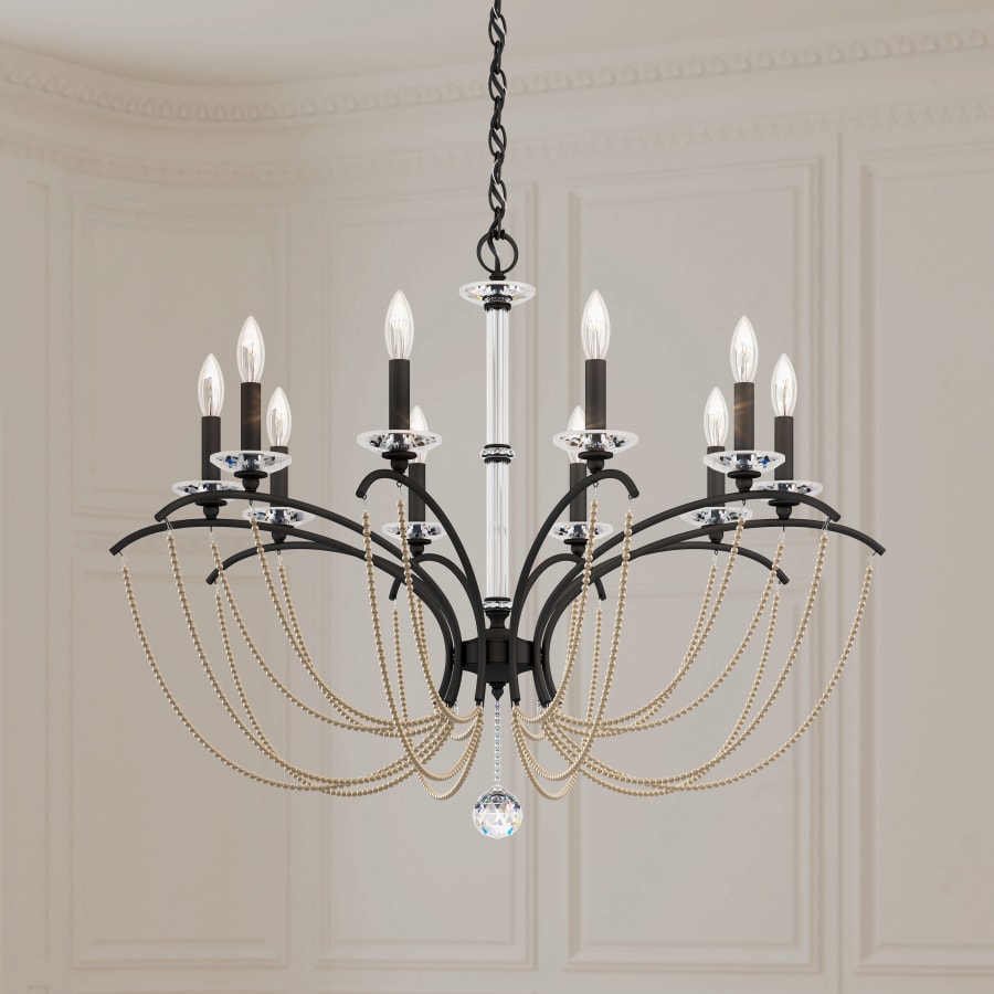 Schonbek Priscilla 10 Light 36" Wide Crystal Chandelier with Bronze Pearl Beads