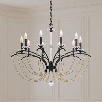 Schonbek Priscilla 10 Light 36" Wide Crystal Chandelier with Bronze Pearl Beads