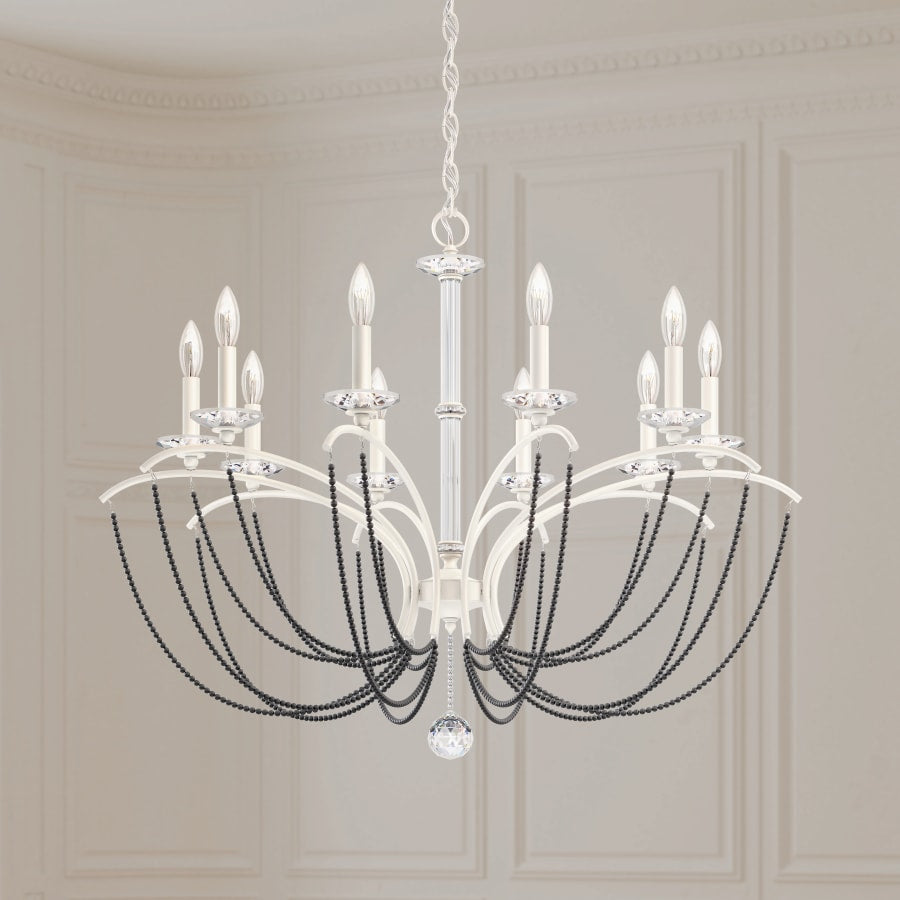 Schonbek Priscilla 10 Light 36" Wide Crystal Chandelier with Dark Grey Pearl Beads