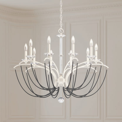 Schonbek Priscilla 10 Light 36" Wide Crystal Chandelier with Dark Grey Pearl Beads
