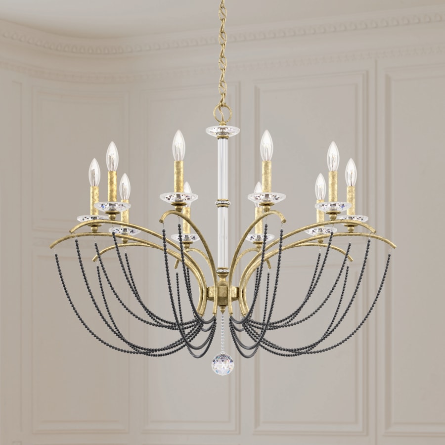 Schonbek Priscilla 10 Light 36" Wide Crystal Chandelier with Dark Grey Pearl Beads