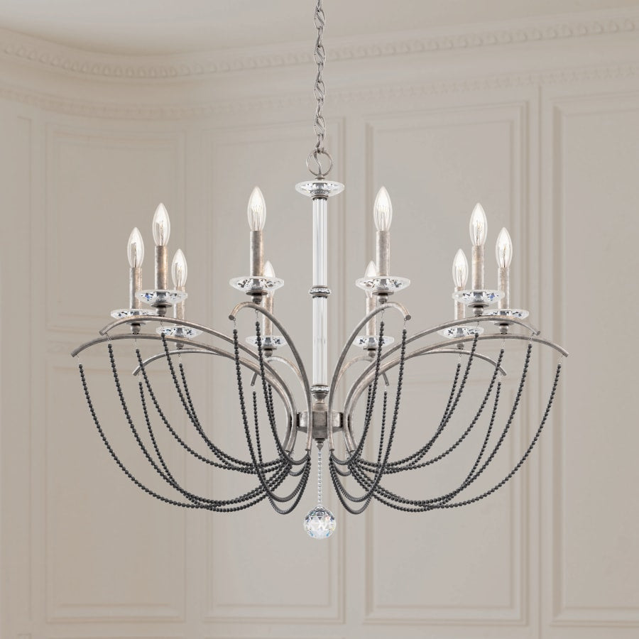 Schonbek Priscilla 10 Light 36" Wide Crystal Chandelier with Dark Grey Pearl Beads