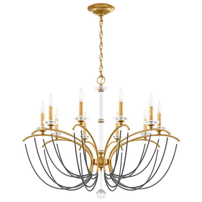 Schonbek Priscilla 10 Light 36" Wide Crystal Chandelier with Dark Grey Pearl Beads