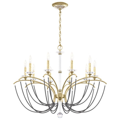 Schonbek Priscilla 10 Light 36" Wide Crystal Chandelier with Dark Grey Pearl Beads