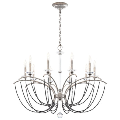Schonbek Priscilla 10 Light 36" Wide Crystal Chandelier with Dark Grey Pearl Beads
