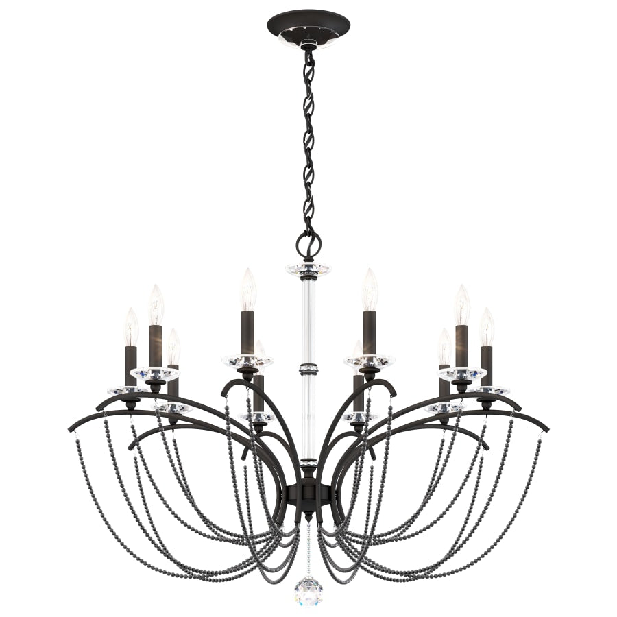 Schonbek Priscilla 10 Light 36" Wide Crystal Chandelier with Dark Grey Pearl Beads