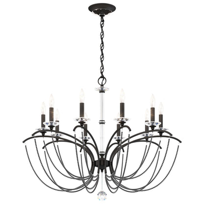 Schonbek Priscilla 10 Light 36" Wide Crystal Chandelier with Dark Grey Pearl Beads