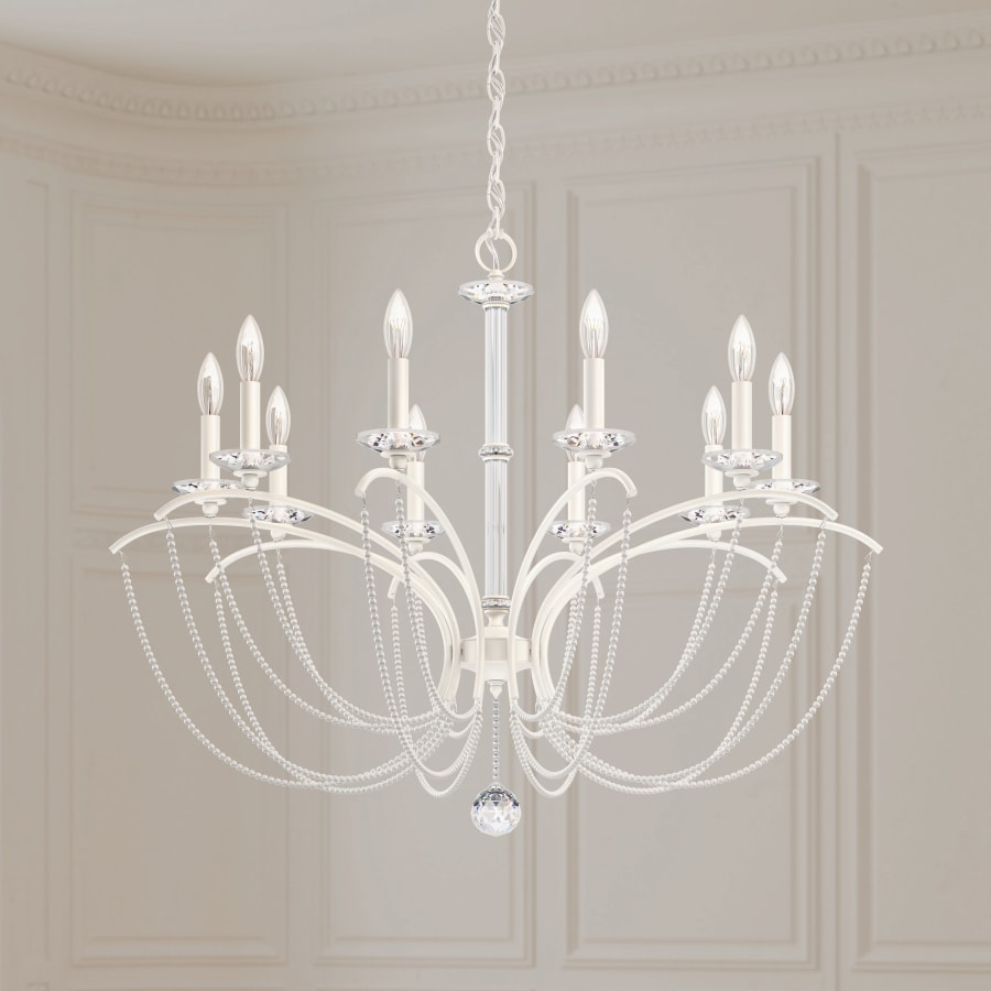 Schonbek Priscilla 10 Light 36" Wide Crystal Chandelier with White Pearl Beads