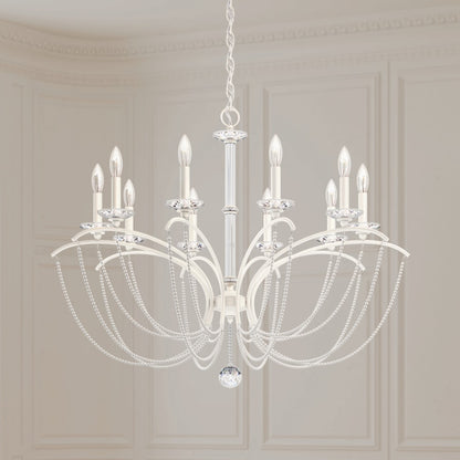 Schonbek Priscilla 10 Light 36" Wide Crystal Chandelier with White Pearl Beads