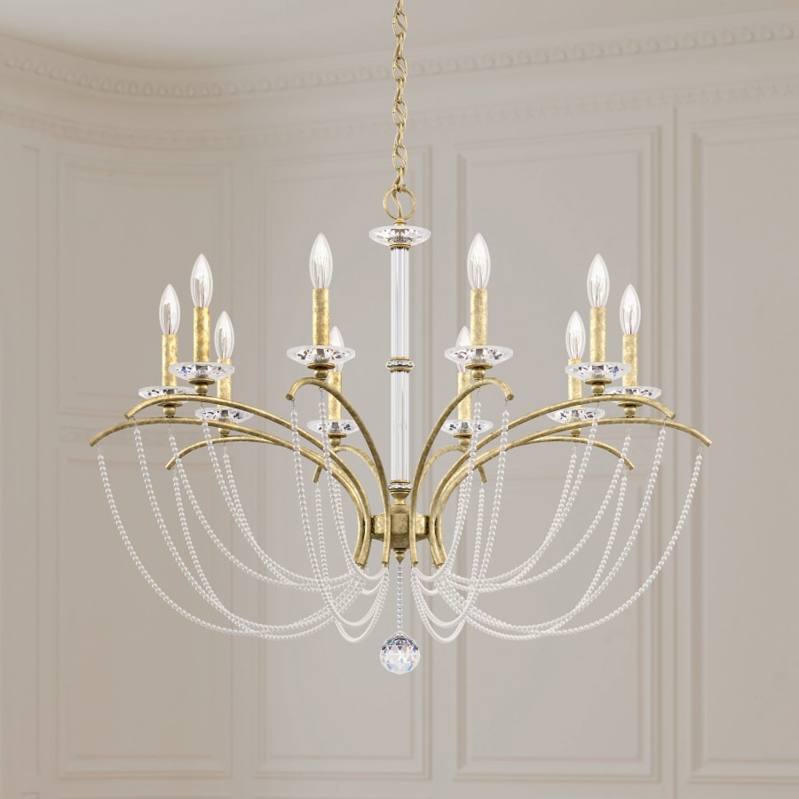 Schonbek Priscilla 10 Light 36" Wide Crystal Chandelier with White Pearl Beads