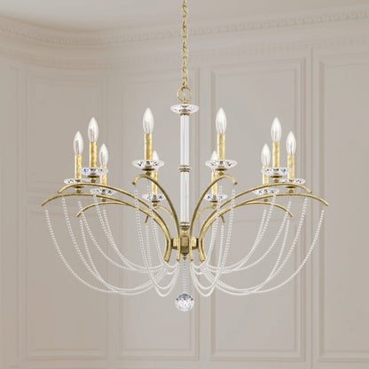 Schonbek Priscilla 10 Light 36" Wide Crystal Chandelier with White Pearl Beads