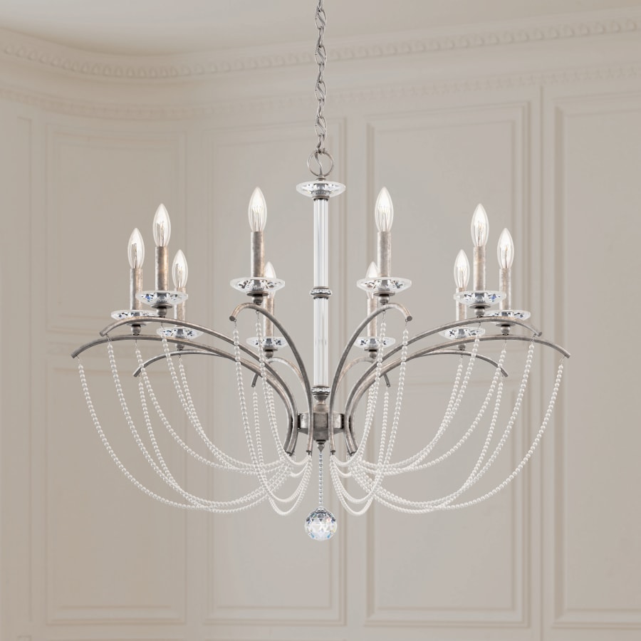 Schonbek Priscilla 10 Light 36" Wide Crystal Chandelier with White Pearl Beads