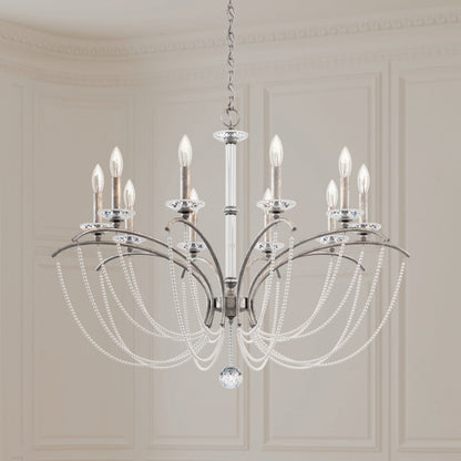 Schonbek Priscilla 10 Light 36" Wide Crystal Chandelier with White Pearl Beads