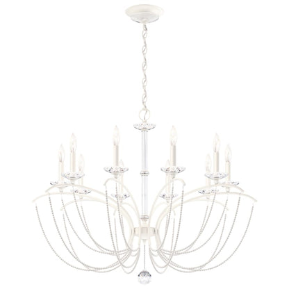 Schonbek Priscilla 10 Light 36" Wide Crystal Chandelier with White Pearl Beads