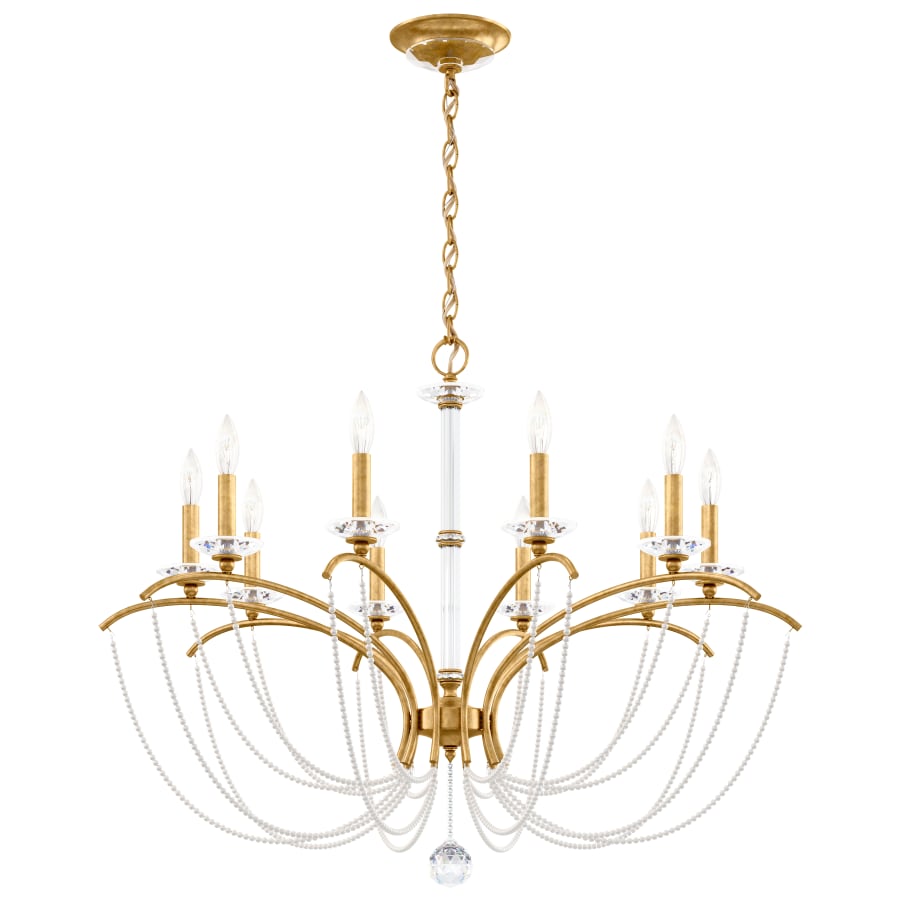 Schonbek Priscilla 10 Light 36" Wide Crystal Chandelier with White Pearl Beads