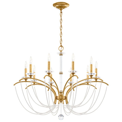 Schonbek Priscilla 10 Light 36" Wide Crystal Chandelier with White Pearl Beads