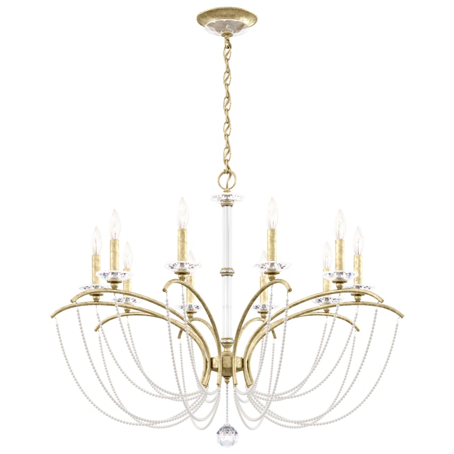 Schonbek Priscilla 10 Light 36" Wide Crystal Chandelier with White Pearl Beads