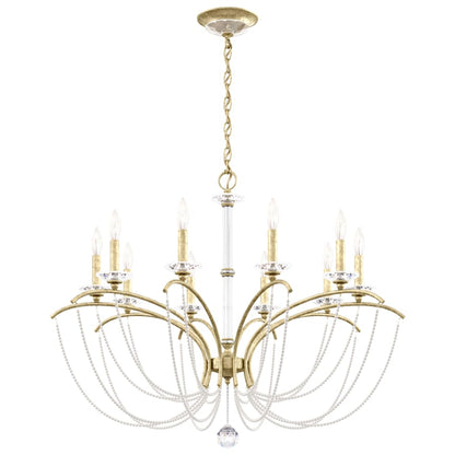 Schonbek Priscilla 10 Light 36" Wide Crystal Chandelier with White Pearl Beads