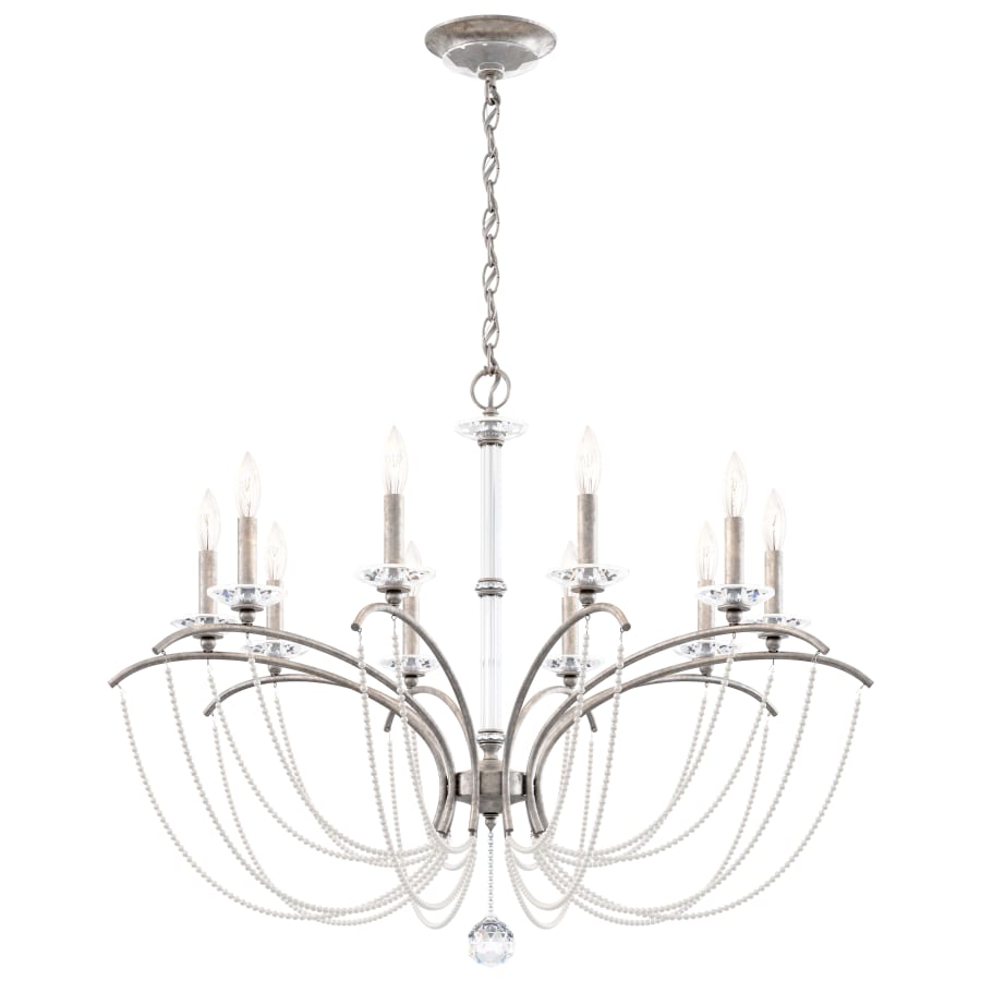 Schonbek Priscilla 10 Light 36" Wide Crystal Chandelier with White Pearl Beads