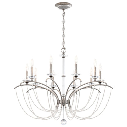 Schonbek Priscilla 10 Light 36" Wide Crystal Chandelier with White Pearl Beads