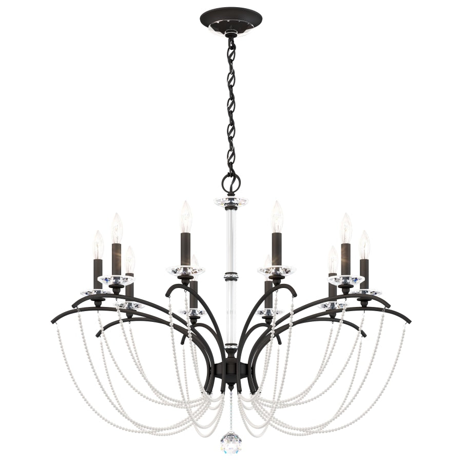 Schonbek Priscilla 10 Light 36" Wide Crystal Chandelier with White Pearl Beads