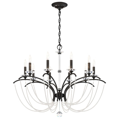Schonbek Priscilla 10 Light 36" Wide Crystal Chandelier with White Pearl Beads